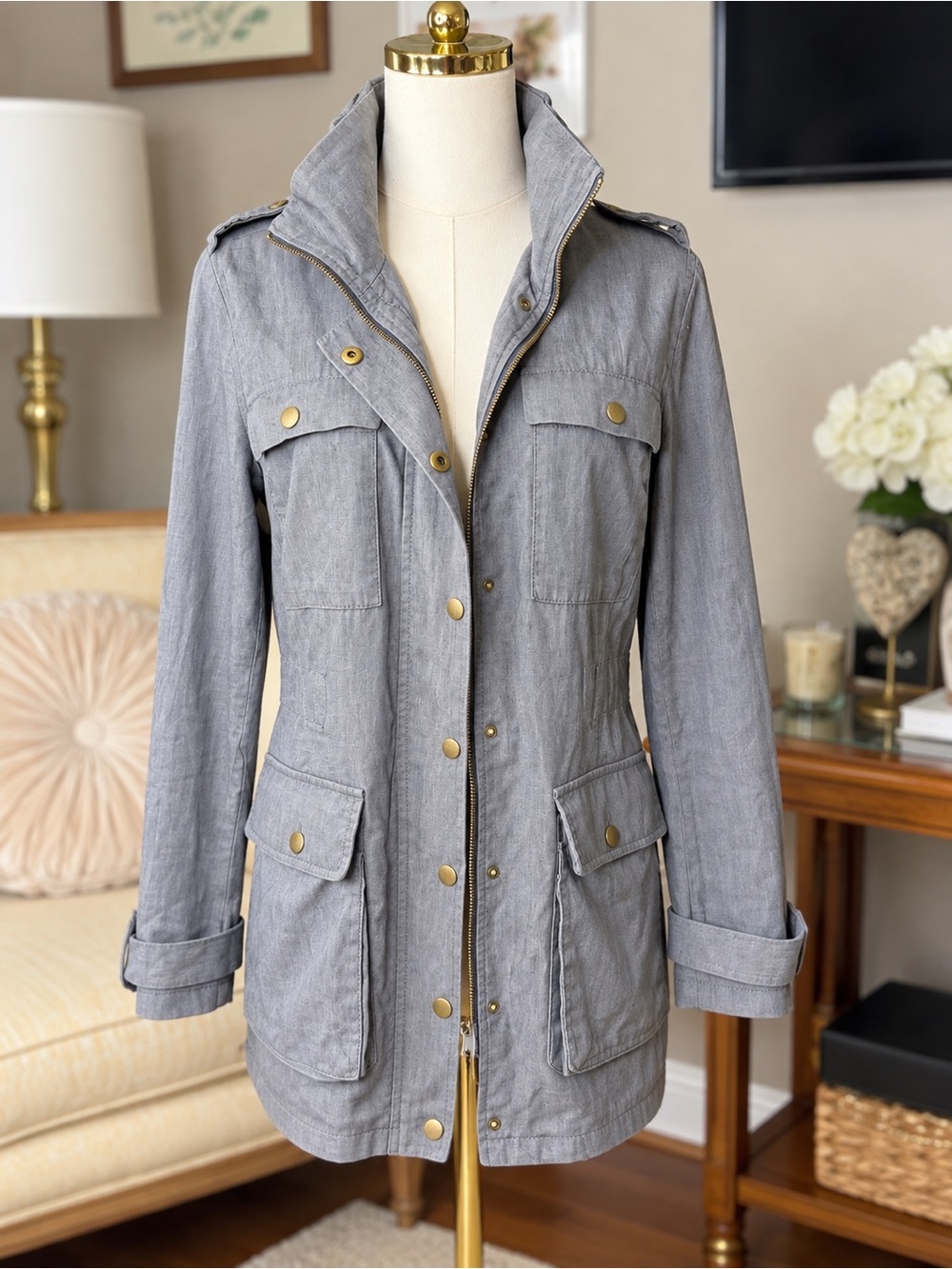 Banana Republic Utility Field Jacket Military Safari Cargo Coat